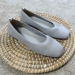 burudani Women’s Knit Flat Shoes Square Toe Comfort in Light Gray Size 7.5